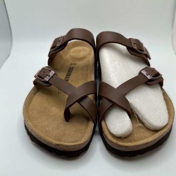 CUSHIONAIRE Women's Cork Footbed Sandal With +Comfort 8.5 BROWN - Picture 2 of 7